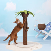 ZEZE Coconut Tree Freestanding Cat Scratcher – Jute Rope Post, No Shredding, Interactive Cat Toy