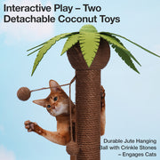 ZEZE Coconut Tree Freestanding Cat Scratcher – Jute Rope Post, No Shredding, Interactive Cat Toy