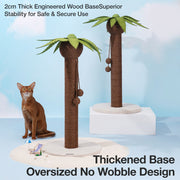 ZEZE Coconut Tree Freestanding Cat Scratcher – Jute Rope Post, No Shredding, Interactive Cat Toy