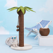 ZEZE Coconut Tree Freestanding Cat Scratcher – Jute Rope Post, No Shredding, Interactive Cat Toy