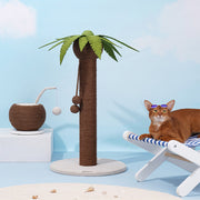 ZEZE Coconut Tree Freestanding Cat Scratcher – Jute Rope Post, No Shredding, Interactive Cat Toy